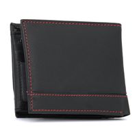 Portfel męski z ozdobną nicią pionowy - czarno-czerwony