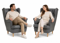 Fotele uszaki skandynawskie szare dezynfekcji salon ekoskóra Family Meble