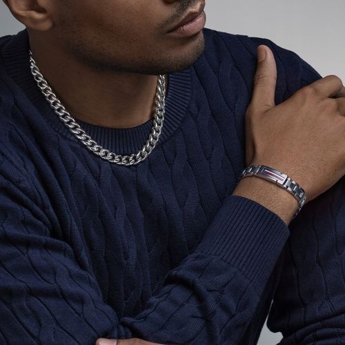 BRANSOLETKA MĘSKA STALOWA ELEMENTOWA SREBRNA TOMMY HILFIGER na Arena.pl