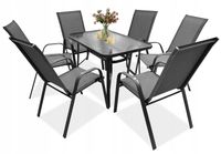 ZESTAW MEBLI OGRODOWYCH BALKON TARAS STÓŁ 150x80 +6x KRZESŁA MINORKA SZARE