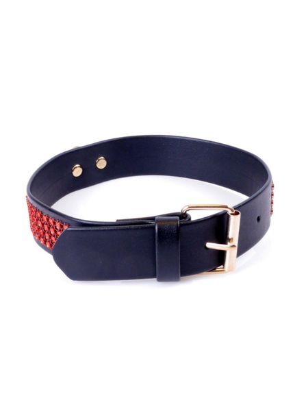 Fetish B - Series Collar With Crystals 3 Cm Red Line zdjęcie 3