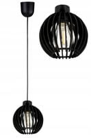 LAMPA czarna WISZĄCA ZWIS żyrandol sufitowa LOFT klosz czarny Drewno kulka