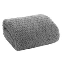 Koc z zdobiona błyszczącą nicią LARIS 130X170 srebrny