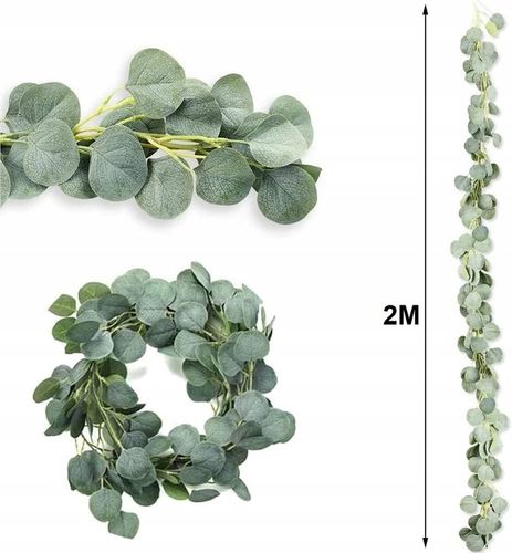 Girlanda Eukaliptus Bluszcz Sztuczne Zielone Listki Komunia Wesele 2 Metry na Arena.pl