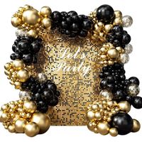 GIRLANDA BALONOWA CZARNO ZŁOTA ZESTAW DEKORACJI URODZINY KARNAWAŁ ŚCIANKA