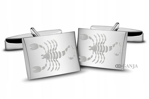 Spinki srebrne do mankietów 925 rodowane SKORPION na Arena.pl