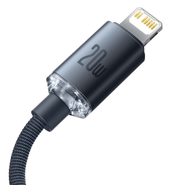 kabel usb-c do lightning baseus crystal, 20w, pd, 1.2m (czarny) zdjęcie 4