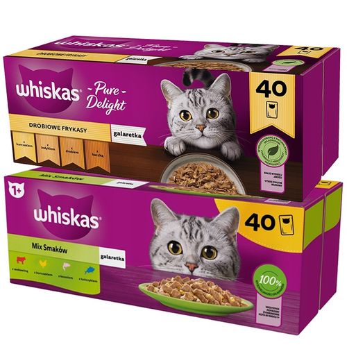 WHISKAS Mokra karma dla kotów MIX 8 SMAKÓW w galaretce 85 g x 80 sztuk na Arena.pl