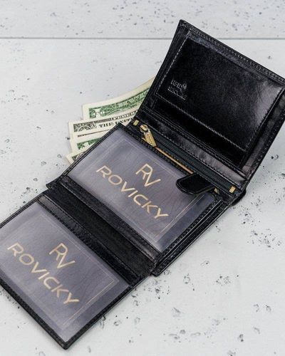 Portfel męski ze skóry licowej Rovicky Czarny na Arena.pl