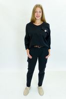 Czarny Komplet Punto Bluzka i Spodnie Bojówki UNI