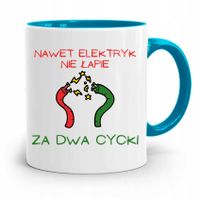 Kubek Błękitny Śmieszny Zabawny Nawet Elektryk Z Nadrukiem Ze Zdjęciem