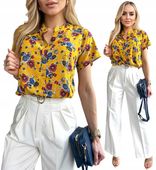 Elegancka BLUZKA DAMSKA wygodna bawełniana modny print kwiaty