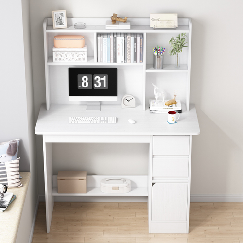 BIURKO MŁODZIEŻOWE KOMPUTEROWE STOLIK BIAŁE BIURKO Z REGAŁEM PÓŁKAMI na Arena.pl