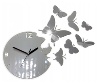 DUŻY ZEGAR ŚCIENNY MOTYL LUSTRO ścianę Nowoczesny