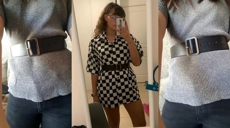 Pas Szeroki Damski Pasek Skórzany Klamra Kwadrat zdjęcie 4