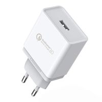 szybka ładowarka sieciowa quick charge 3.0 18w 3a usb biały
