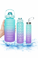 Zestaw 3 bidonów butelka na wodę motywacyjne trening 1500ml+600ml+200ml