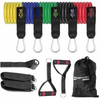 Zestaw 5szt Ekspandery treningowe gumy oporowe z uchwytami montaż do drzwi