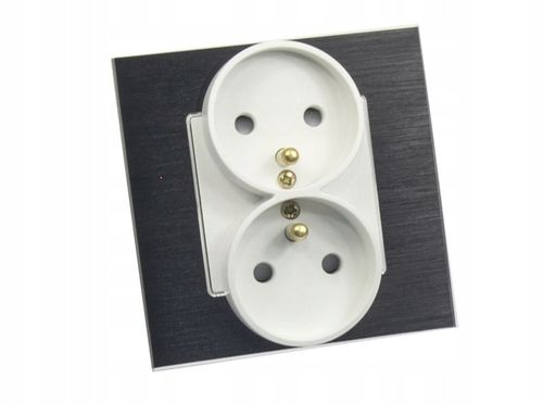 GNIAZDO PODWÓJNE SZKLANE GNIAZDKO Z BOLCEM CZARNE B-LINE ELEKTRYCZNE SZKŁO na Arena.pl