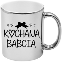 Kubek srebrny z nadrukiem grafiką prezent Dzień Babci różne wzory Babcia