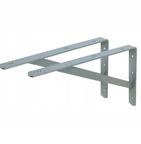 Srebrny wspornik półki 40 cm podpórka uchwyt do półki drewnianej mocny na Arena.pl