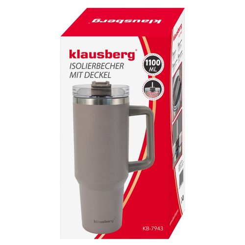 stalowy kubek termiczny termos 1100ml z rączką i słomką klausberg kb-7943 na Arena.pl