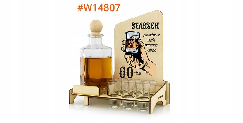 Karafka barek kieliszki z nadrukiem URODZINY 60 zdjęcie 9