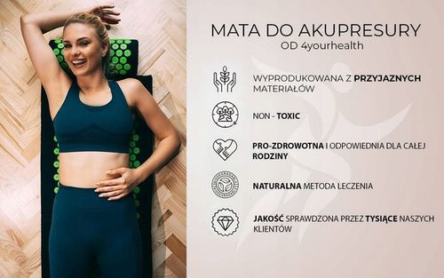 Mata do akupresury zdrowotna z kolcami + poduszka 64x40 cm - 4YH na Arena.pl