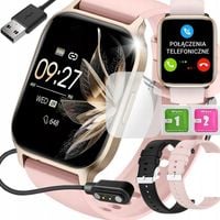 SMARTWATCH ZEGAREK POLSKIE MENU ROZMOWY SPORT SMART WATCH DAMSKI PINK