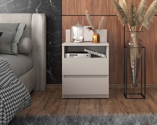 Szafka nocna duża stolik nocny pojemna do sypialni 2 szuflady kaszmir na Arena.pl