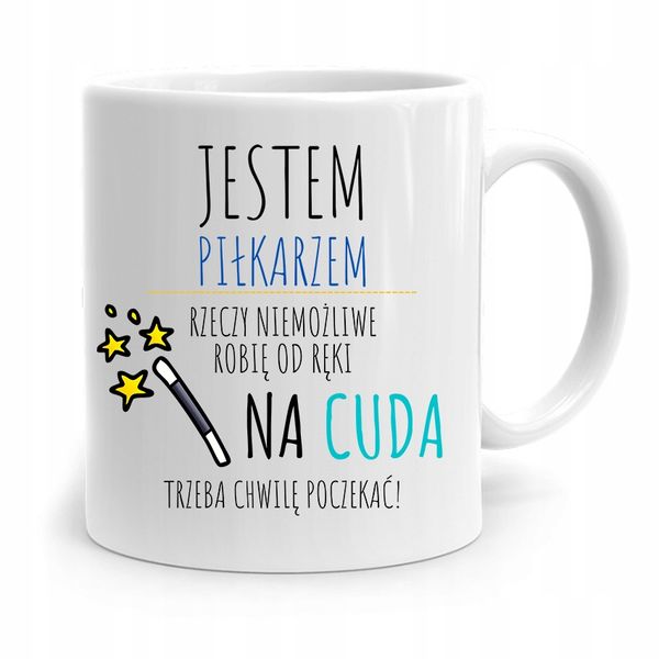 Kubek Piłkarza Zawodnika Na Cuda Trzeba Poczekać Z Nadrukiem Ze Zdjęciem zdjęcie 1