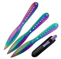 Noże do rzucania - 3 tęczowe rzutki w pokrowcu