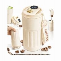 Beż KUBEK TERMICZNY 450ml TERMOS na herbatę kawę WYŚWIETLACZ LCD+