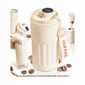 Beż KUBEK TERMICZNY 450ml TERMOS na herbatę kawę WYŚWIETLACZ LCD+