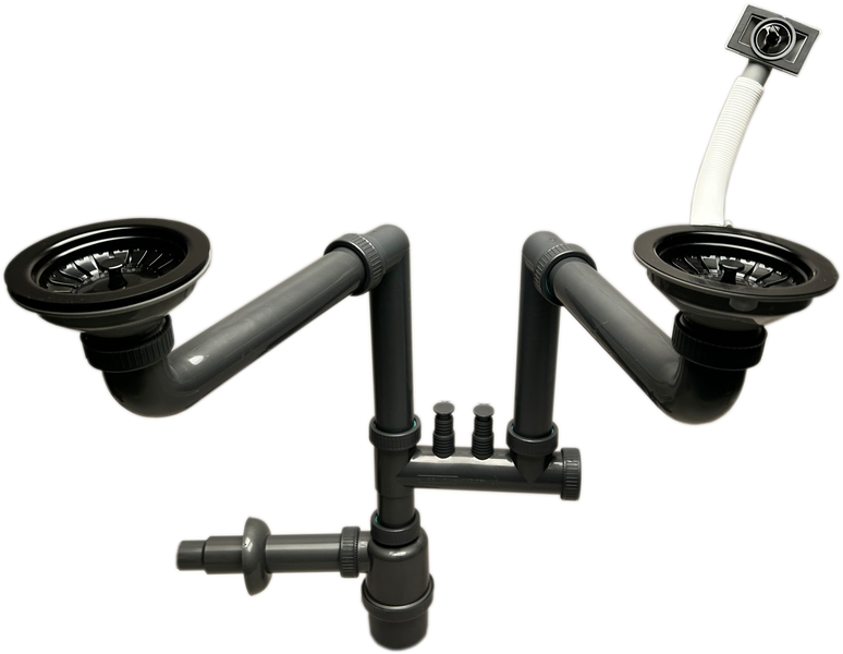 Zlewozmywak 1,5 komorowy z ociekaczem VIGEN  grafit z lewym ociekaczem + bateria LUNA zdjęcie 7