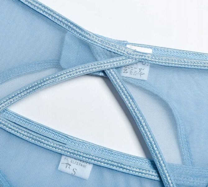 KOMPLET Bielizny Damskiej STANIK Choker PASY NA UDA BRZUCH Biały L zdjęcie 5