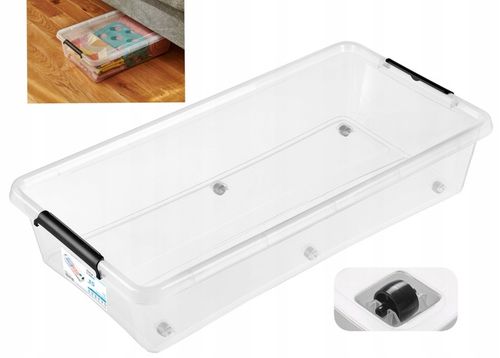 Pojemnik 35 l plastikowy pod łóżko z pokrywą kółkami szuflada XL na Arena.pl