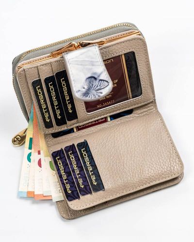 portfel damski w orientacji pionowej ze skóry naturalnej - peterson na Arena.pl