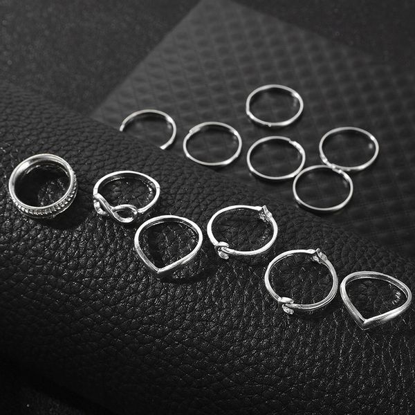 Srebrny ZESTAW PIERŚCIONKÓW RETRO PUNK BOHO 04 zdjęcie 6