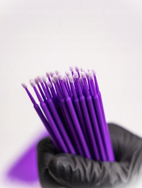 MIKRO APLIKATORY DO RZĘS BEZWŁÓKIENKOWE FIOLETOWE 100 szt zdjęcie 3