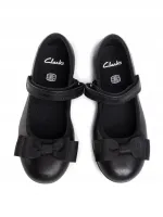 Clarks Baleriny damskie - Scala Tap na rzepy - rozmiar 16 - czarne skórzane