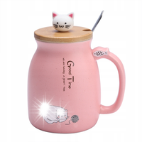 KUBEK CERAMICZNY 420ML Z ŁYŻECZKĄ +POKRYWKĄ