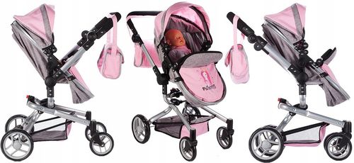 WÓZEK DLA LALEK GŁĘBOKI SPACERÓWKA TORBA GONDOLA SKŁADANY REGULACJA RĄCZKI na Arena.pl