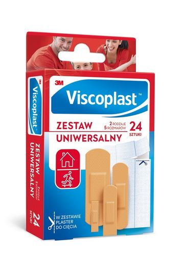 VISCOPLAST Zestaw plastrów uniwersalnych 24 SZTUKI MIX ROZMIARÓW x 2 opak na Arena.pl