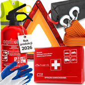 ZESTAW SAMOCHODOWY GAŚNICA APTECZKA KAMIZELKA PAS HOLOWNICZY LINKA TRÓJKĄT