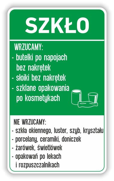 NAKLEJKA NA KOSZ kontener SZKŁO segregacja 50cm zdjęcie 1