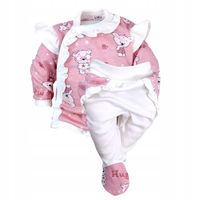 Komplet dziewczynki body różowe falbanką półśpiochy 56 komplet do szpitala