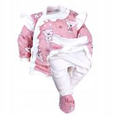 Komplet dziewczynki body różowe falbanką półśpiochy 56 komplet do szpitala