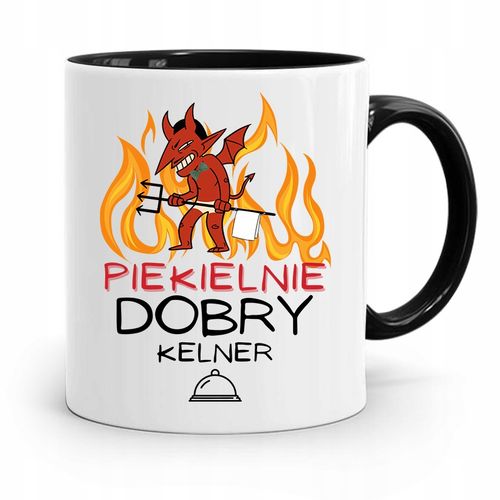 Dla Kelnera Kubek Czarny Piekielnie Dobry Kelner Z Nadrukiem Ze Zdjęciem na Arena.pl