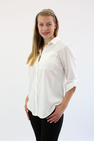 Biała elegancka koszula Dona Biała 44 zdjęcie 2